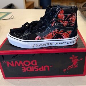 Vans Black and Red High-Tops with Unique Sole Design “Stranger Things”